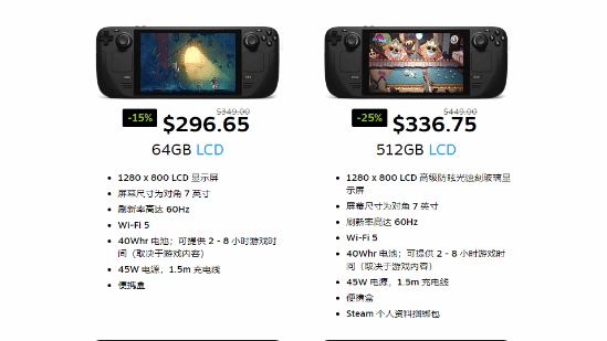 Steam Deck部分版本促銷：512G版本降價112美元